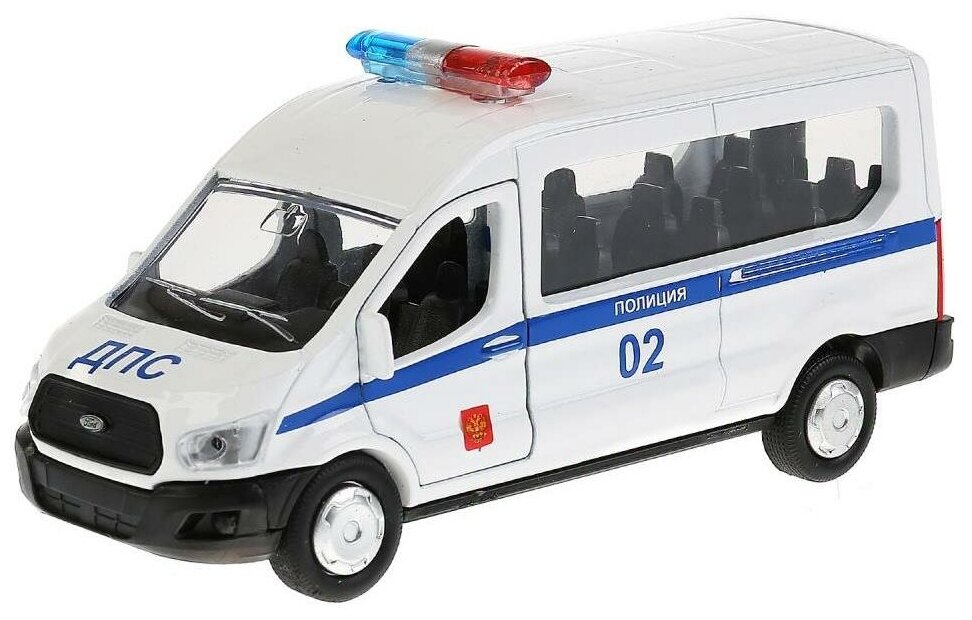 Модель машины Технопарк Ford Transit Полиция, инерционная SB-18-18-P(W)-WB