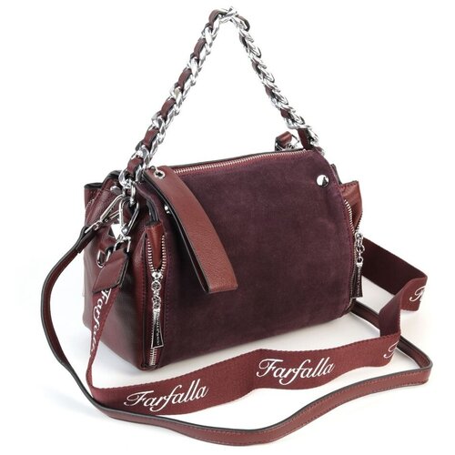 фото Женская сумка через плечо из эко кожи и замши 3676-80а кофе piove