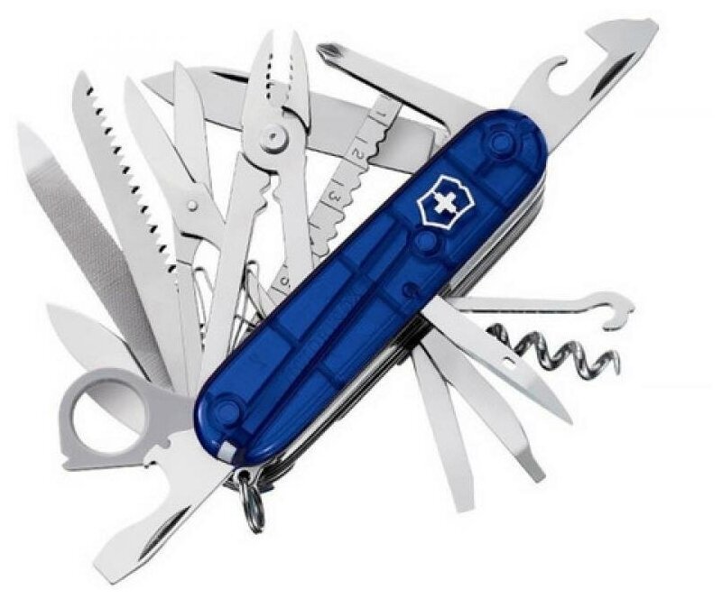 Нож Victorinox SwissChamp, 91 мм, 33 функции, полупрозрачный синий