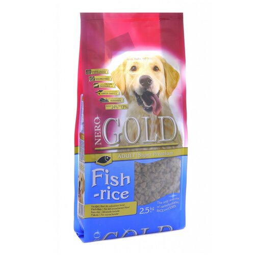 Сухой корм для собак Nero Gold рыба, с рисом 1 уп. х 2 шт. х 2.5 кг