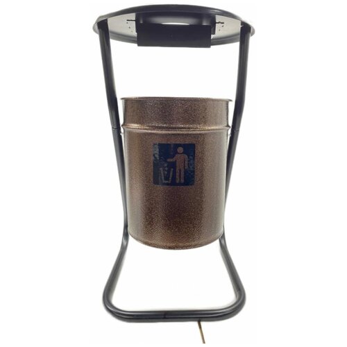 Урна металлическая уличная профметстиль коричневый металлик с решеткой