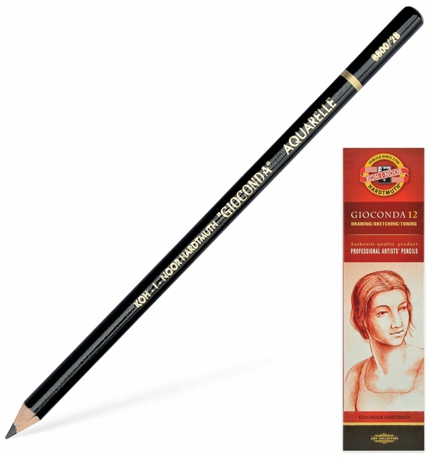 Карандаш чернографитовый акварельный KOH-I-NOOR "Gioconda" 2B 880002B001KS