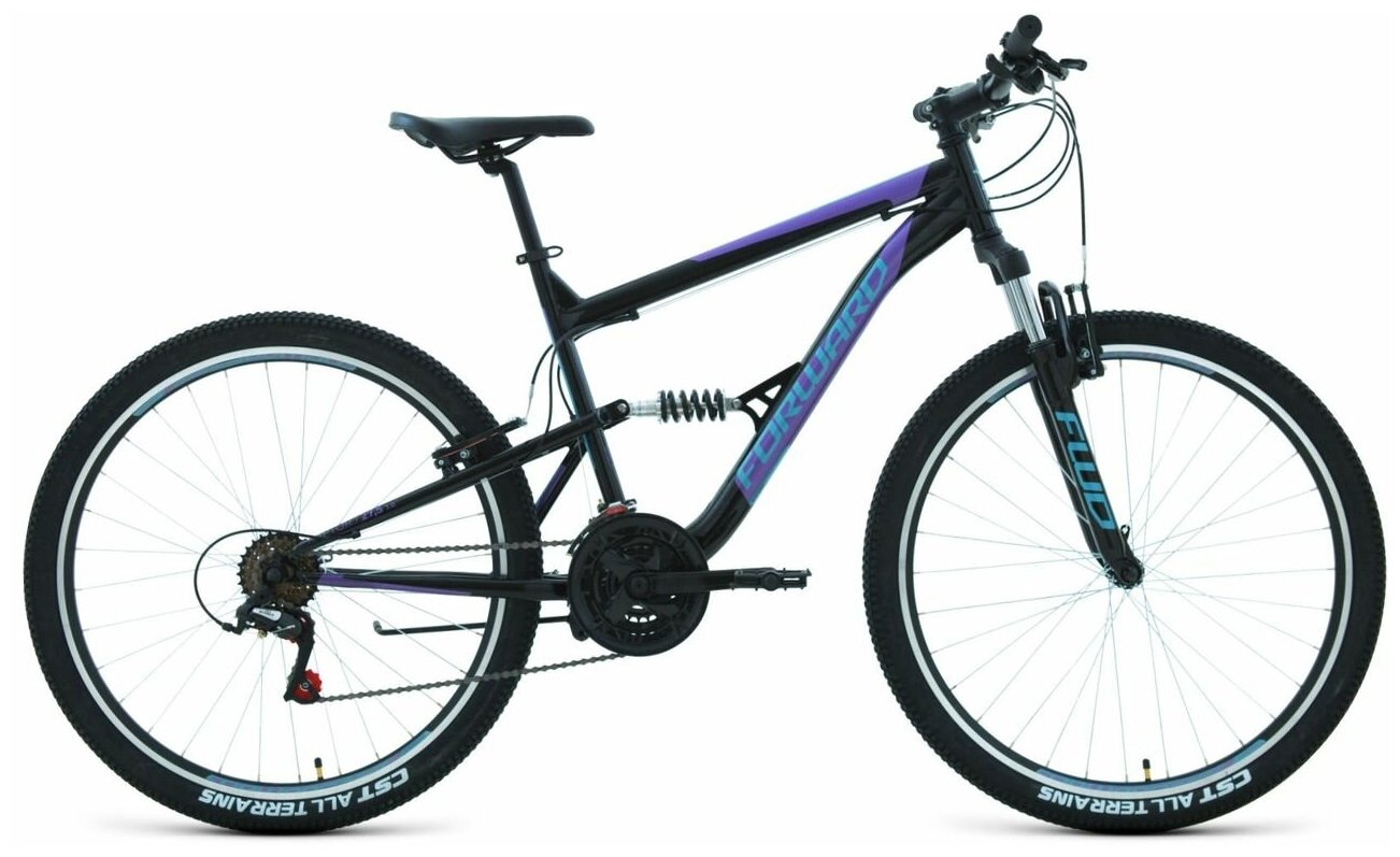 Велосипед Forward Raptor 27.5 1.0 (2021) (Велосипед FORWARD RAPTOR 27,5 1.0 (27,5" 18 ск. . 16") , черный/фиолетовый, RBKW1F17E013)