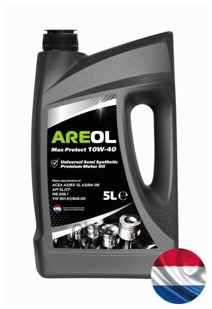 AREOL Areol Max Protect 10w40 (5l)_масло Моторное! Полусинтacea A3/B3, Api Sl/Cf, Mb 229.1, Vw 501.01/505.00