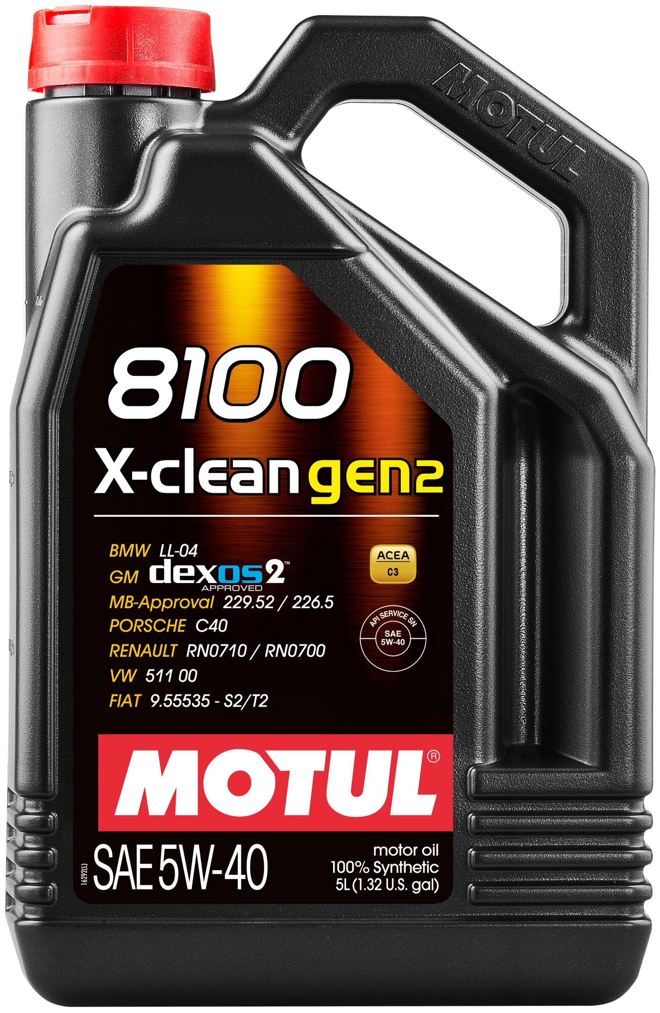 MOTUL 109762 Масло моторное 5W40 MOTUL 5л синтетика 8100 X-clean gen2 C3 BMW LL-04