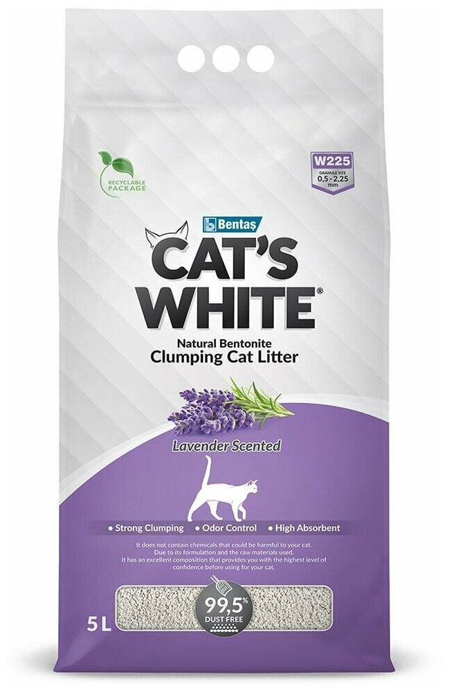 Наполнитель для кошачьего туалета Cat's White Lavender комкующийся с нежным ароматом лаванды (5л) - фотография № 10