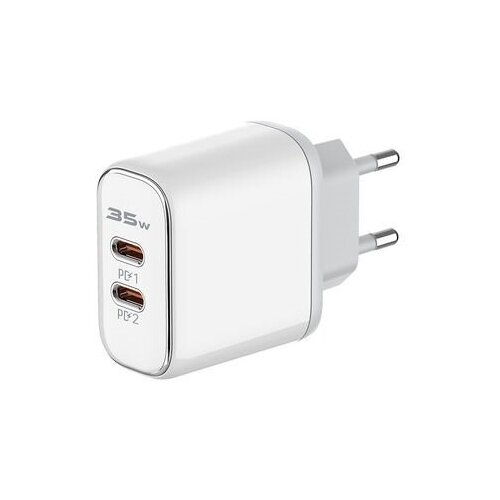 Сетевое зарядное устройство LDNIO A2528C 2 USB-C 35W Dual PD Super Fast Charging + кабель USB-C - USB-C