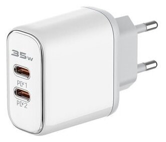 Сетевое зарядное устройство LDNIO A2528C 2 USB-C 35W Dual PD Super Fast Charging + кабель USB-C - USB-C