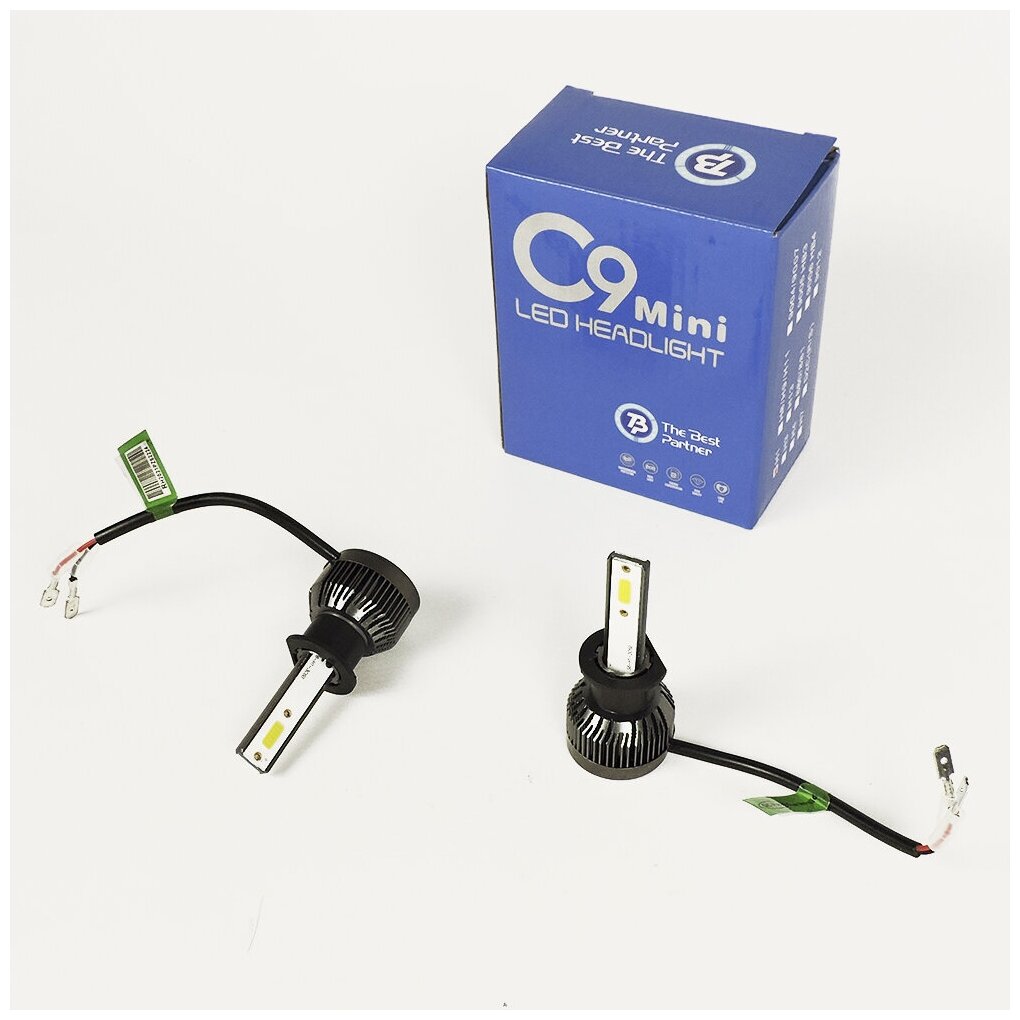 Лампы автомобильные светодиодные (LED) C9 Mini Headlight с вентилятором охлаждения комплект 2шт 6000К цоколь H1