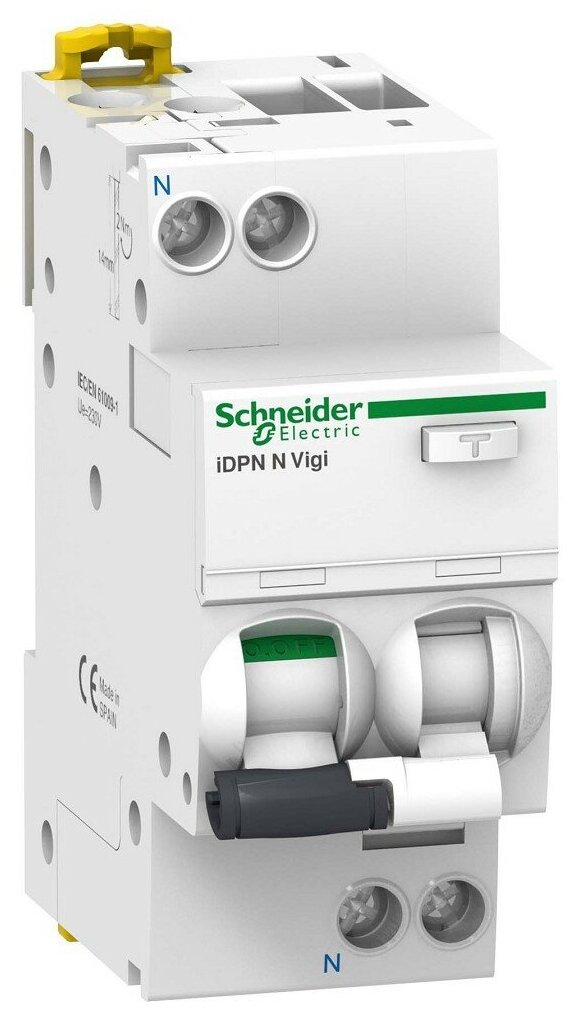 DPN N Vigi A9D55616 Автоматический выключатель дифференциального тока однополюсный+N 16А (тип AC, 6 кА) Schneider Electric - фото №1