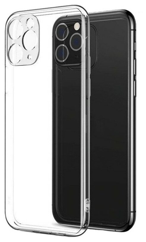 Силиконовый чехол - накладка для Apple Iphone 11 Pro прозрачный с защитой камеры