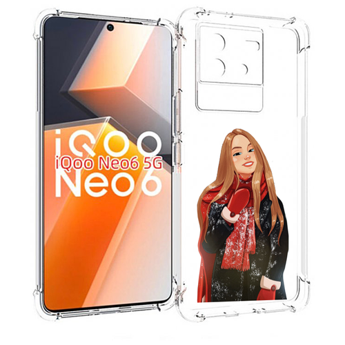 Чехол MyPads Новогодний-зимний-арт женский для Vivo iQoo Neo 6 5G задняя-панель-накладка-бампер