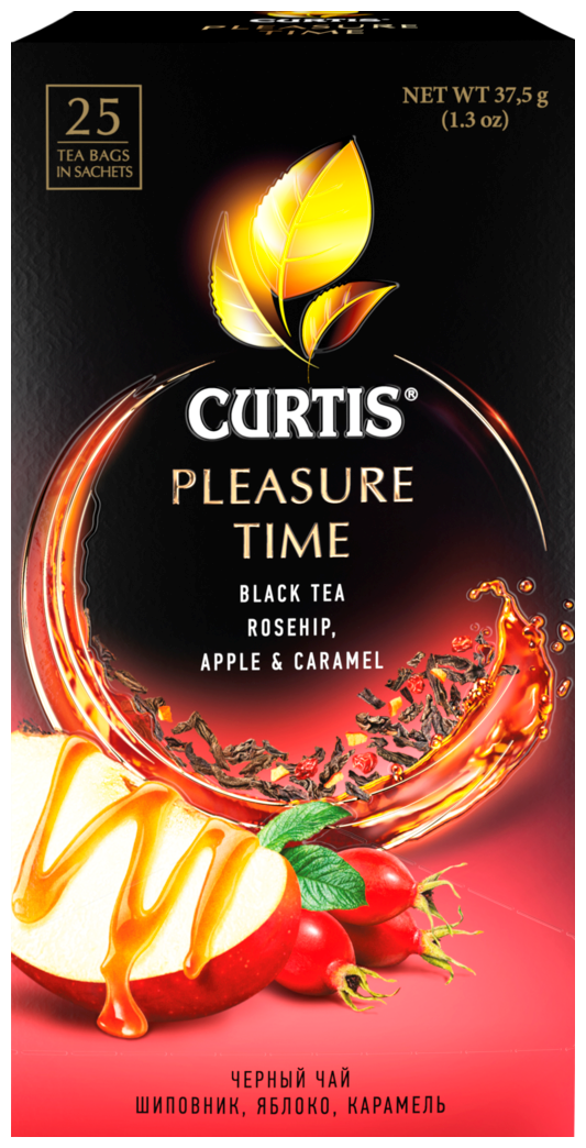 Чай черный в пакетиках CURTIS "Pleasure Time" 25 пакетиков, c шиповником, яблоком и ароматом карамели, мелколистовой - фотография № 20