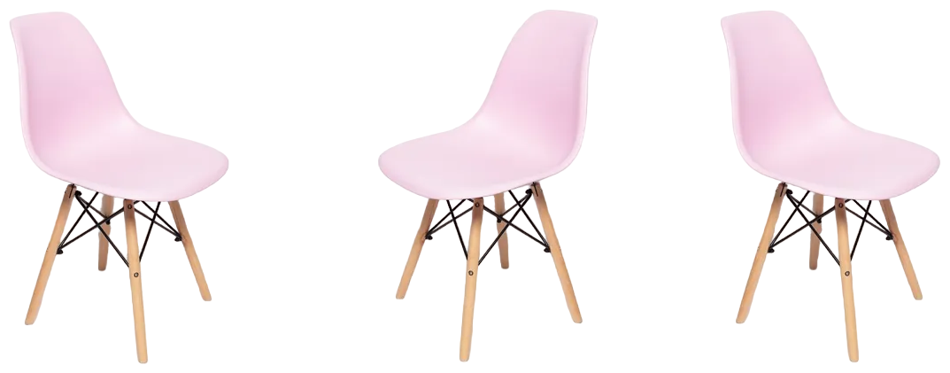 Комплект стульев для кухни из 3-х штук Eames SC - 001 розовый, пластиковый