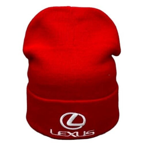 Шапка бини LEXUS, размер 55-58, красный