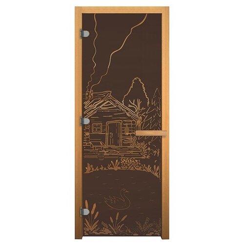 Стеклянная дверь Везувий Банька 00000017536, левая, 1900х700 мм, 1900х700 мм, коробка в комплекте, цвет: бронзовый