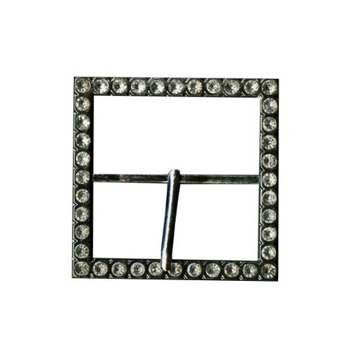 Пряжка Micron со стразами квадрат 55х55 мм, 10 шт, № 06 черный никель, прозрачный (GB 1200)