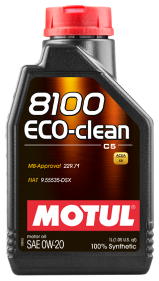 MOTUL 108813 Масло моторное 0W20 MOTUL 1л синтетика 8100 ECO-CLEAN C5/C6/SP/GF-6a 1шт