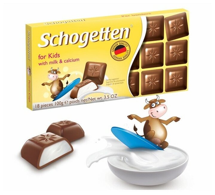 Шоколад Schogetten for Kids молочный с молочной начинкой порционный, 100 г - фотография № 4