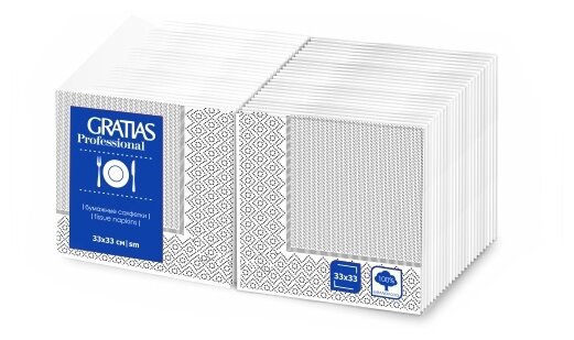 Салфетки бумажные сервировочные 1 слой 33 см. 400 листов Gratias Professional белые - фотография № 1