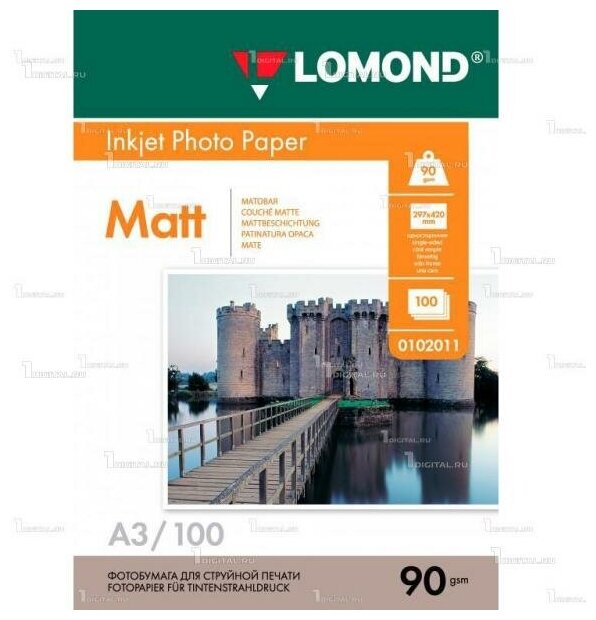 Фотобумага Lomond A3, 90 г/м2 (100 листов) матовая односторонняя (0102011)