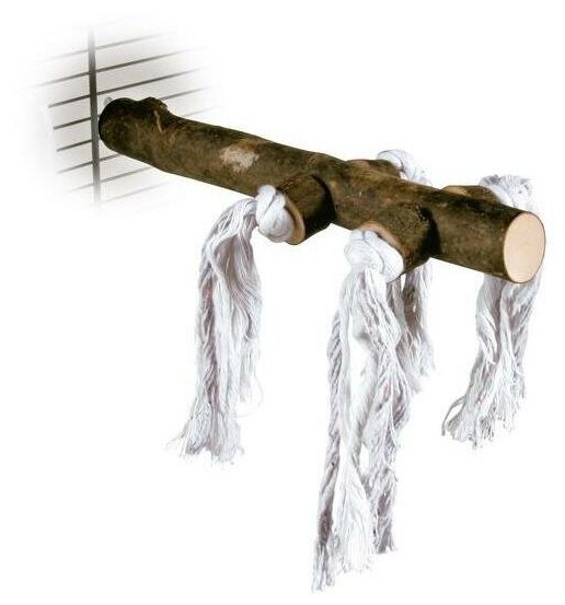 Жердочка деревянная, 25 см, с веревкой, Trixie (Игрушка для птиц, 5889, серия Natural Living) - фотография № 2