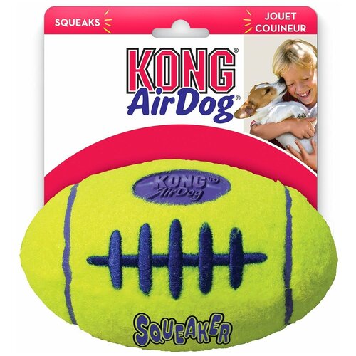 Мячик для собак KONG рэгби Air ASFB2, желтый мячик для собак kong air теннисный средний с канатом ast21 желтый