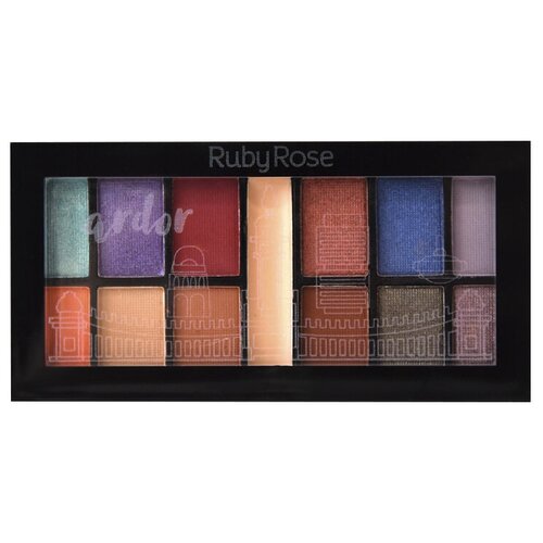 Палетка теней для век и праймер Rose nude palette, Ruby Rose, 12 оттенков