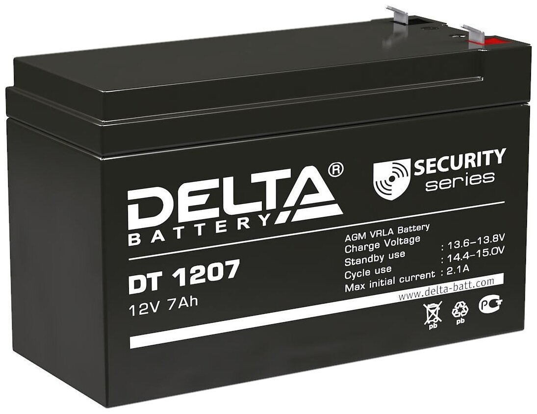 Аккумулятор UPS 12В 7.2А. ч Delta HR 12-7.2 - фото №1