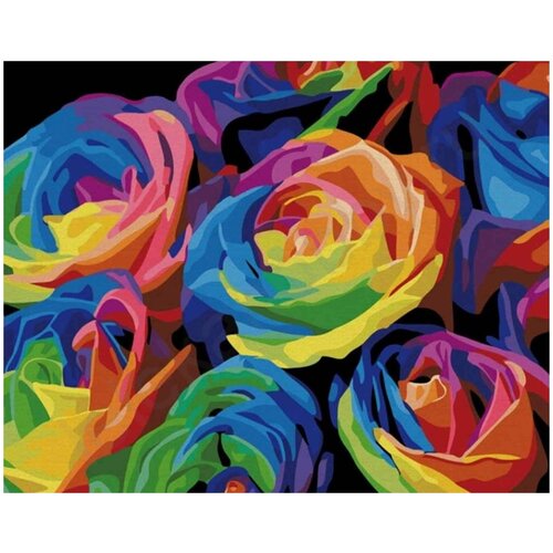 Картина по номерам Радужные розы, 40x50 см
