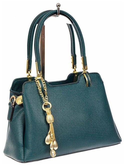 Женская сумка-трапеция из экокожи с подвеской, цвет сине-зеленый