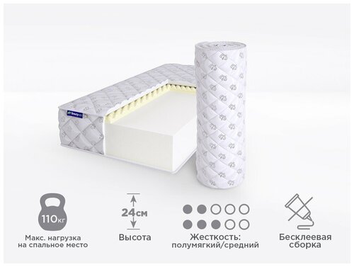 Матрас ортопедический беспружинный Beautyson FOAM 21 Massage 80x190, односпальный, без клея, поставляется в рулоне