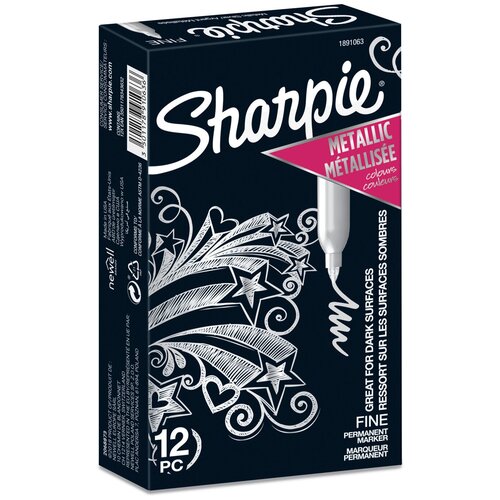 Маркер перманентный Paper Mate Fine 1891063 Sharpie пулевидный пишущий наконечник 2мм серебро металлик