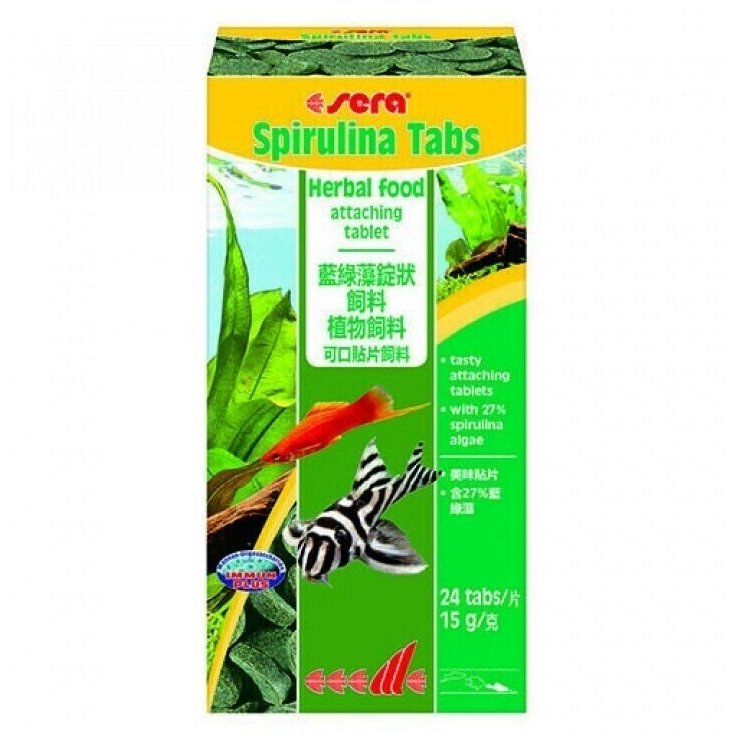 Корм для рыб Sera Spirulina tabs растительный в таблетках, 24 таблетки, 15 гр - фотография № 6