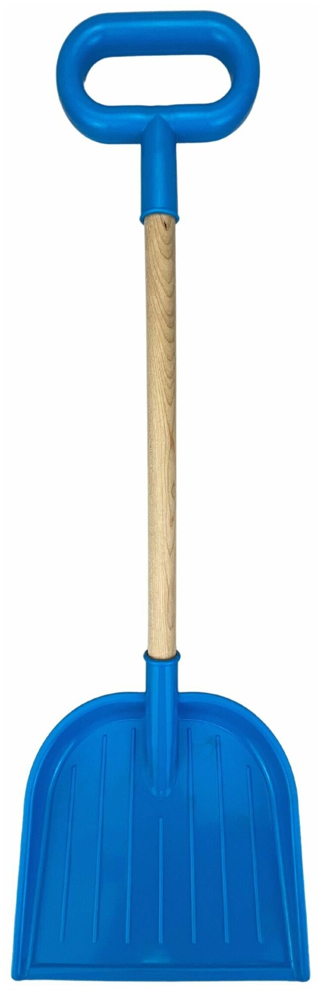 Лопата детская, с деревянной ручкой, для снега и песка, голубая, размер лопаты - 19 х 2,5 х 60 см. - фотография № 1