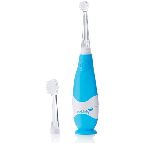 Brush-Baby BabySonic звуковая зубная щетка, 0-3 года, голубая brush baby flossbrush зубная щетка 0 3 года бирюзовая