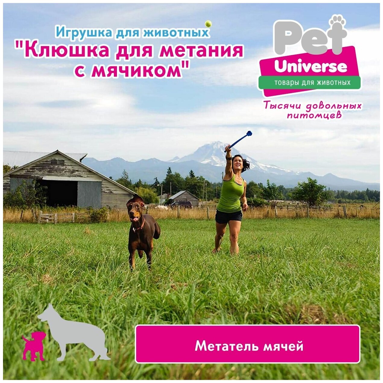 Игрушка для собак «Катапульта с мячиком» Pet Universe. Метатель теннисных мячей для дрессировки собак. Уличная, интерактивная / PU7001BE - фотография № 7