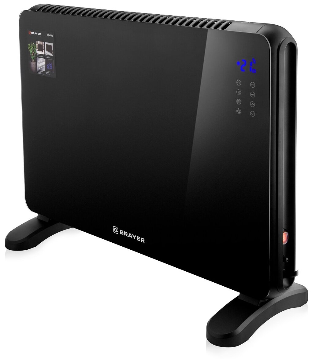 Тепловентиляторы Тепловентилятор BRAYER BR4882, конвекторный, 1500Вт, пульт, черный