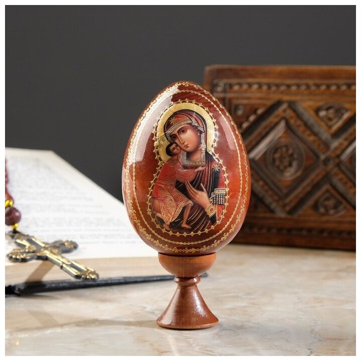 Яйцо сувенирное "Богоматерь Феодоровская", на подставке 694379 - фотография № 6