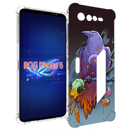Чехол MyPads фиолетовый ворон на ветке для Asus ROG Phone 6 задняя-панель-накладка-бампер чехол mypads чужой фиолетовый цвет для asus rog phone 6 pro задняя панель накладка бампер
