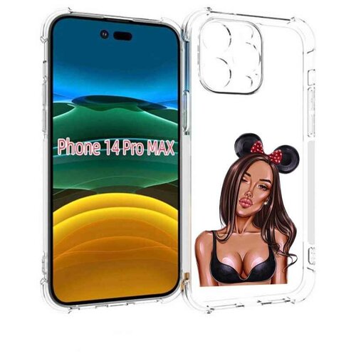 Чехол MyPads девушка-в-купальнике-с-ушками женский для iPhone 14 Pro Max задняя-панель-накладка-бампер