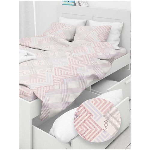 КПБ 1,5-спальный на молнии. Поплин. Нежный силуэт. Бежевый (Полутораспальный / 147x215 / 150х215 / 50x70 - 2 шт.)