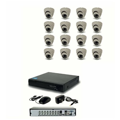 Готовый AHD комплект видеонаблюдения на 16 внутренних камер 2мП Full HD 1080P c ИК подсветкой до 20м