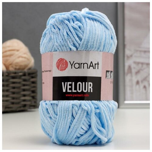 Пряжа YarnArt Velour светло-голубой (851), 100% микрополиэстер, 170м, 100г, 3шт