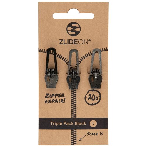 Набор из 3 бегунков для молний ZlideOn Triple Pack Zipper L (Black)