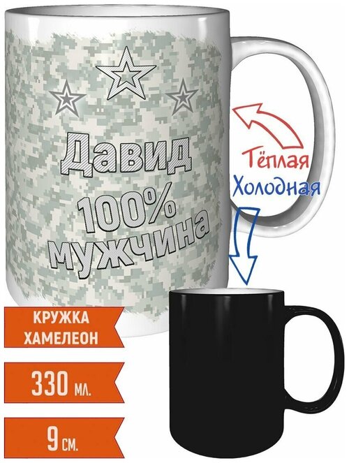 Кружка Давид 100% мужчина - хамелеон, с изменением цвета.