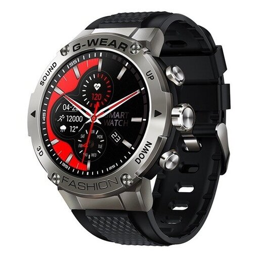 Умные-часы с измерением давления спортивные, ударопрочные, силиконовый ремешок Premium-Sport GELIKON LINE G-WEAR GK-28Hybrid Steel