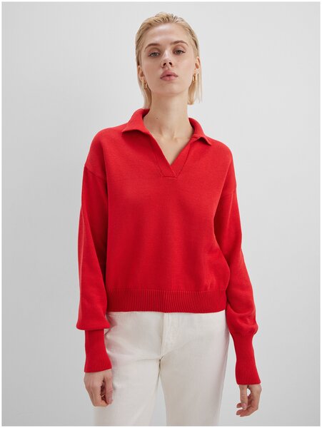 Укороченный джемпер-поло KIVI CLOTHING, красный, размер 40-46