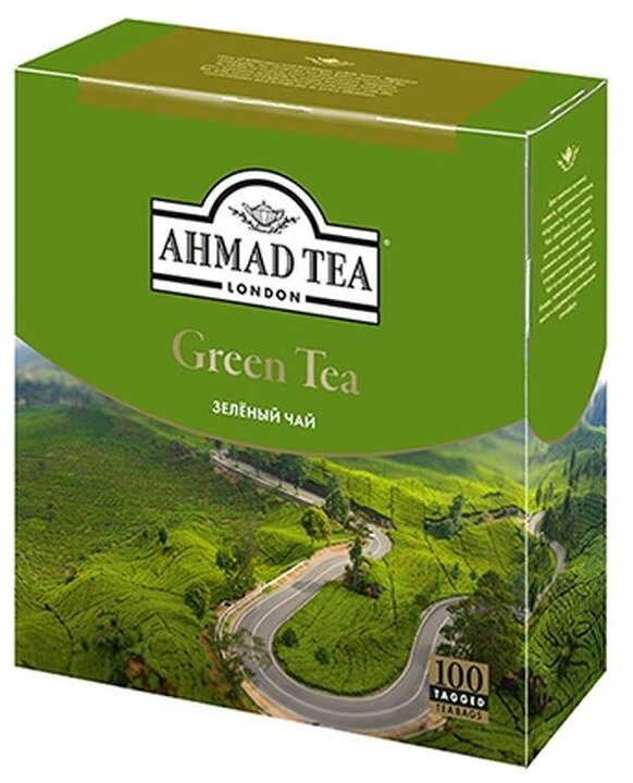 Чай зеленый Ahmad Tea Green Tea в пакетиках, 100 пак. - фотография № 1