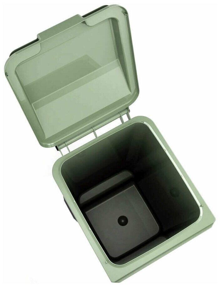 Контейнер для мусора зеленый, мусорный бак с крышкой, евроконтейнер пластиковый, урна уличная IPLAST 120 литров - фотография № 4